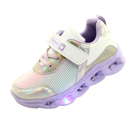 Pantofi sport ADI LED Glowing Velcro News 22DZ32-4837 Liliac-Alb violet roz argint 3