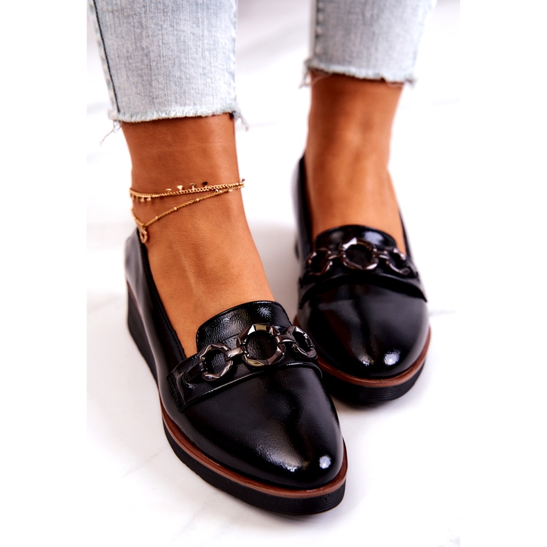 Vinceza Pantofi cu pană din piele lacuată Melodii negre negru 4