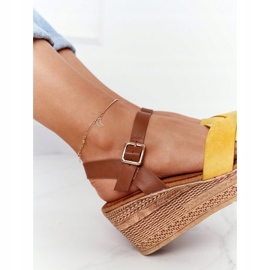 Sandale galbene pe pană S.Barski GD-38 maro 4