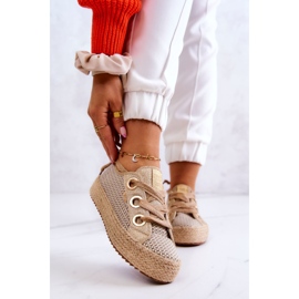 Pantofi de damă împletit Big Star JJ274392 Bej și Auriu 1