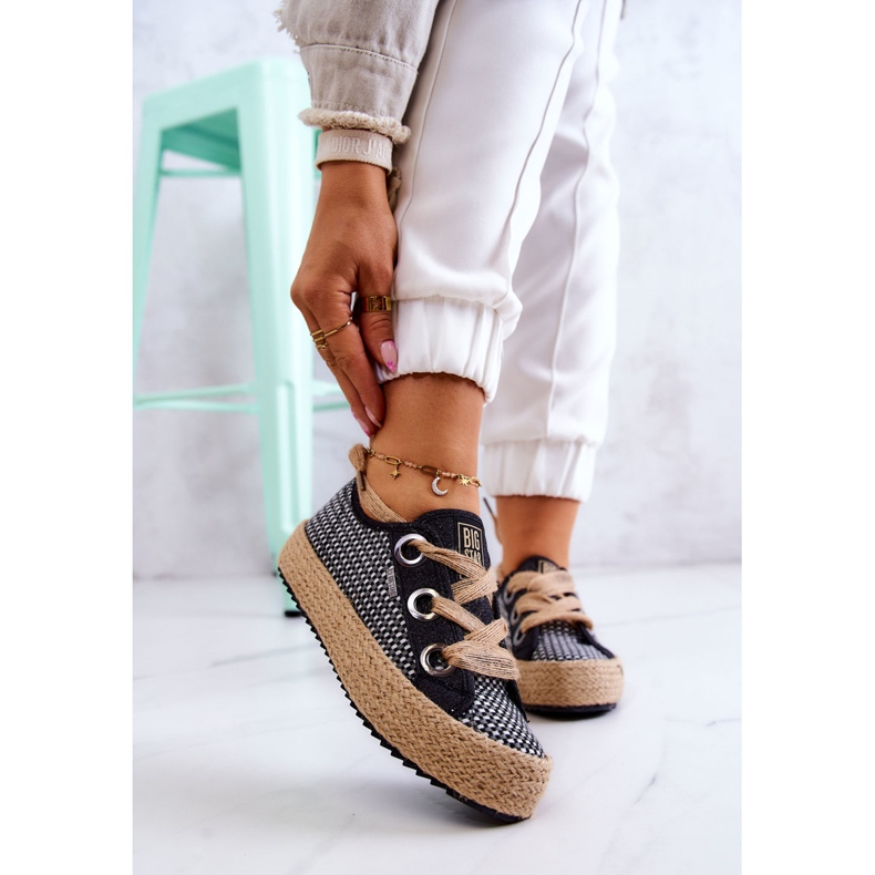 Pantofi de damă împletit Big Star JJ274393 Negri bej negru 1