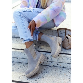 Lemar Cizme de damă din piele intoarsa gri deschis Kennel 2