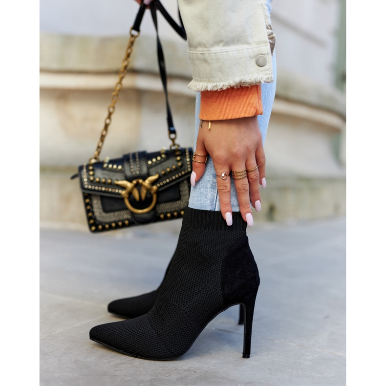 S.Barski Cizme de damă cu ciorap pe un toc înalt negru aseară 2 S.Barski Cizme de damă cu ciorap pe un toc înalt negru aseară 2