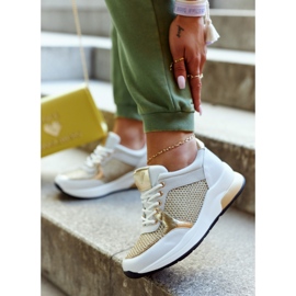 Vinceza Pantofi sport la modă Pantofi de damă alb și auriu Danielle 2