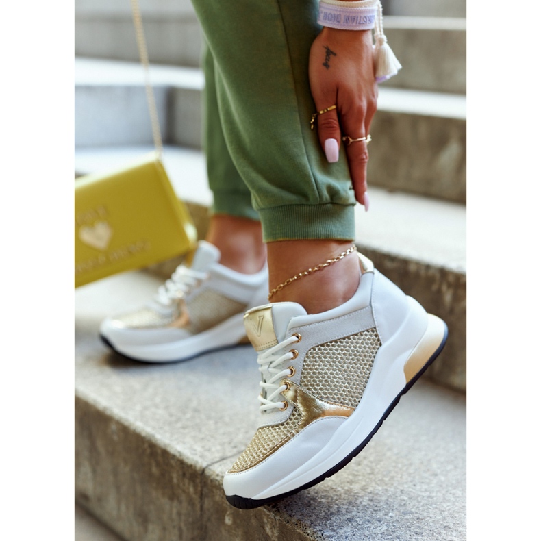 Vinceza Pantofi sport la modă Pantofi de damă alb și auriu Danielle 2