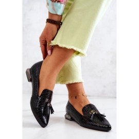 Vinceza Mocasini Lacuiti Model Crocodil Cu Franjuri Pharell Negri negru 2 Vinceza Mocasini Lacuiti Model Crocodil Cu Franjuri Pharell Negri negru 2