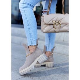 Botine din piele intoarsa la moda cu un bej taiat Forget Me 2