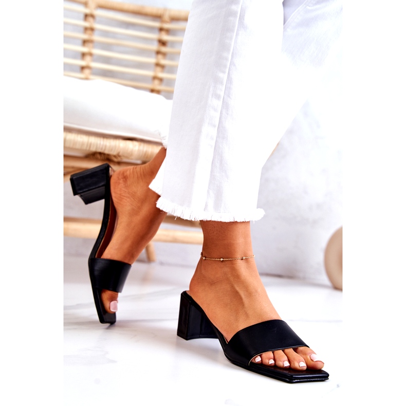 FJ1 Sandale Netty Negre De Piele Pe Toc negru 3