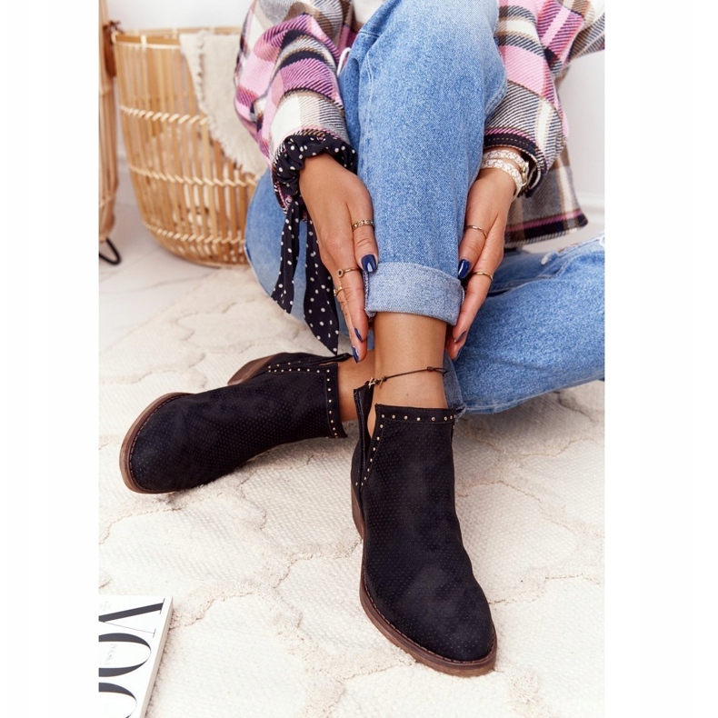 PS1 Cizme ajurate inteligente negre cu decupaje negru 3