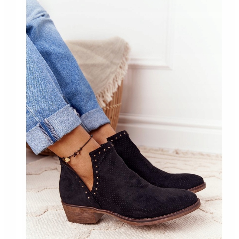 PS1 Cizme ajurate inteligente negre cu decupaje negru 4