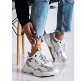 Adidași pentru femei Big Star HH274255 bej alb 3