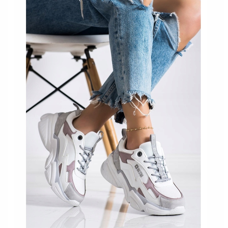 Adidași pentru femei Big Star HH274255 bej alb 2