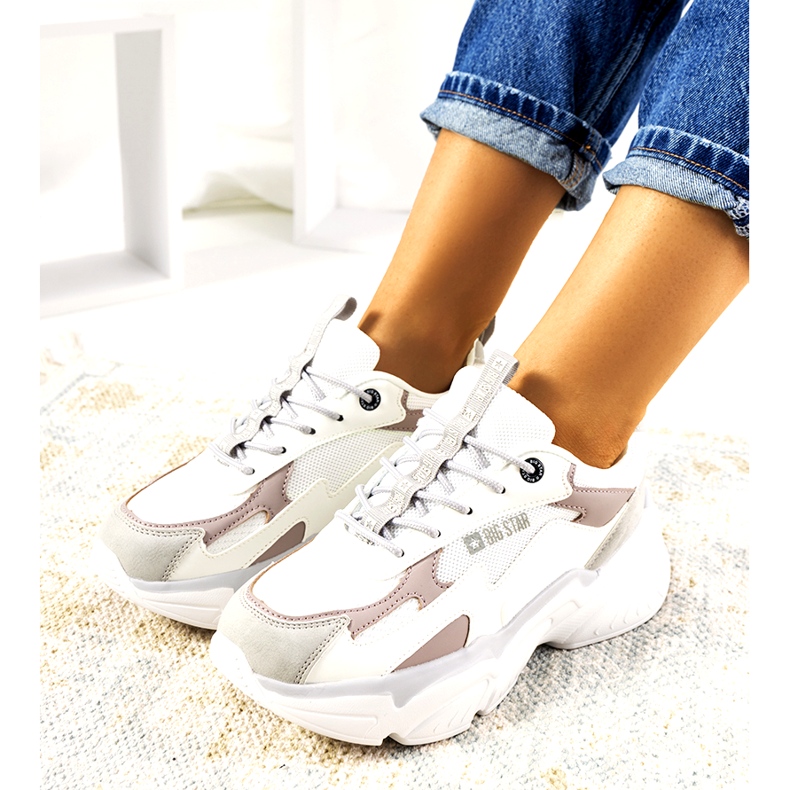 Adidași pentru femei Big Star HH274255 bej alb 1