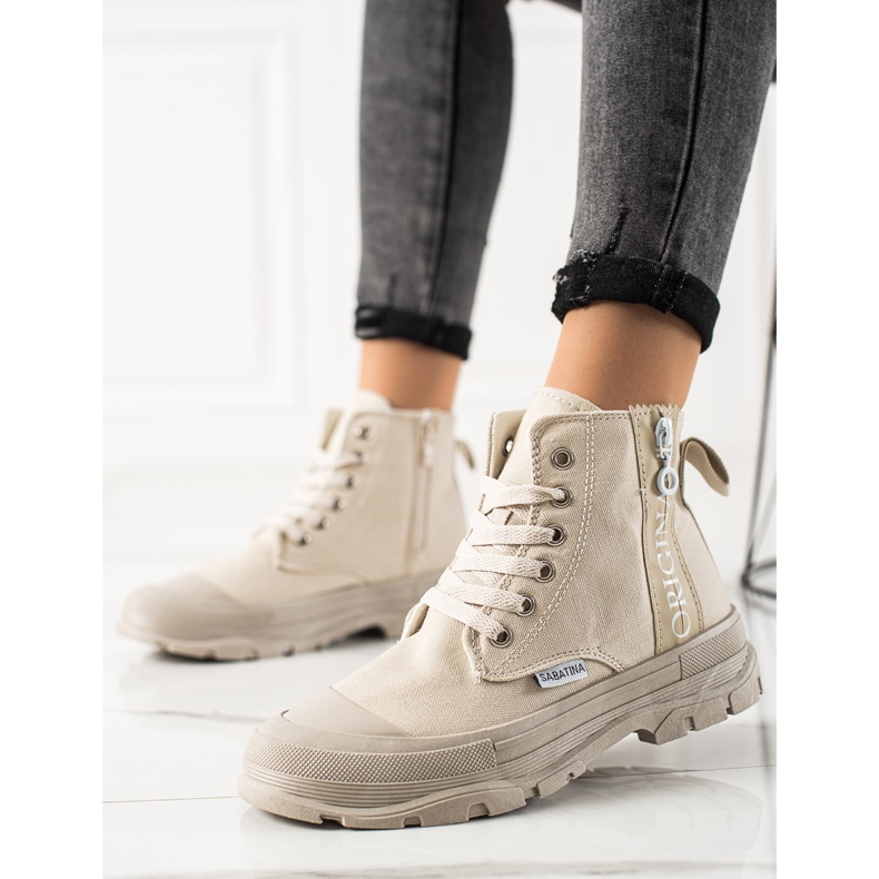 Sabatina Adidași înalți originali bej 2