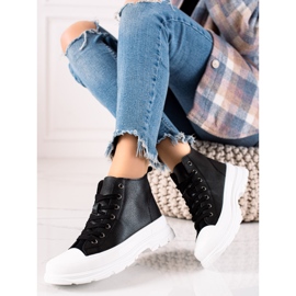 Forever Folie Adidași înalți la modă negru 1