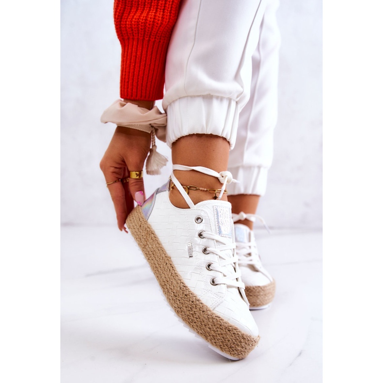 Espadrile Legate Pe O Platformă împletită Big Star JJ274397 Alb 1