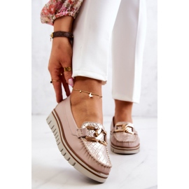 Lemar Mocasini din piele de dama pe platforma venesia bej 1