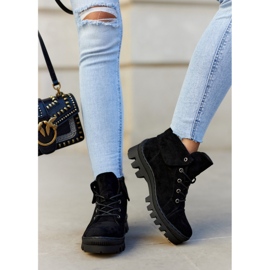 S.Barski Cizme din piele intoarsa Tied Black Dalles negru 2