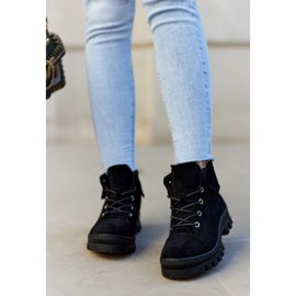 S.Barski Cizme din piele intoarsa Tied Black Dalles negru 1