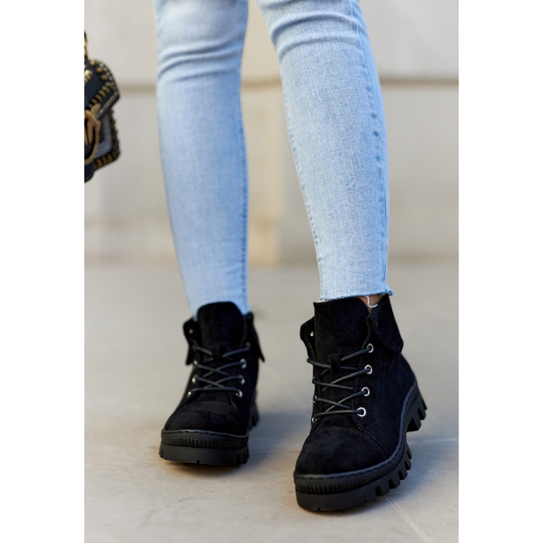 S.Barski Cizme din piele intoarsa Tied Black Dalles negru 1