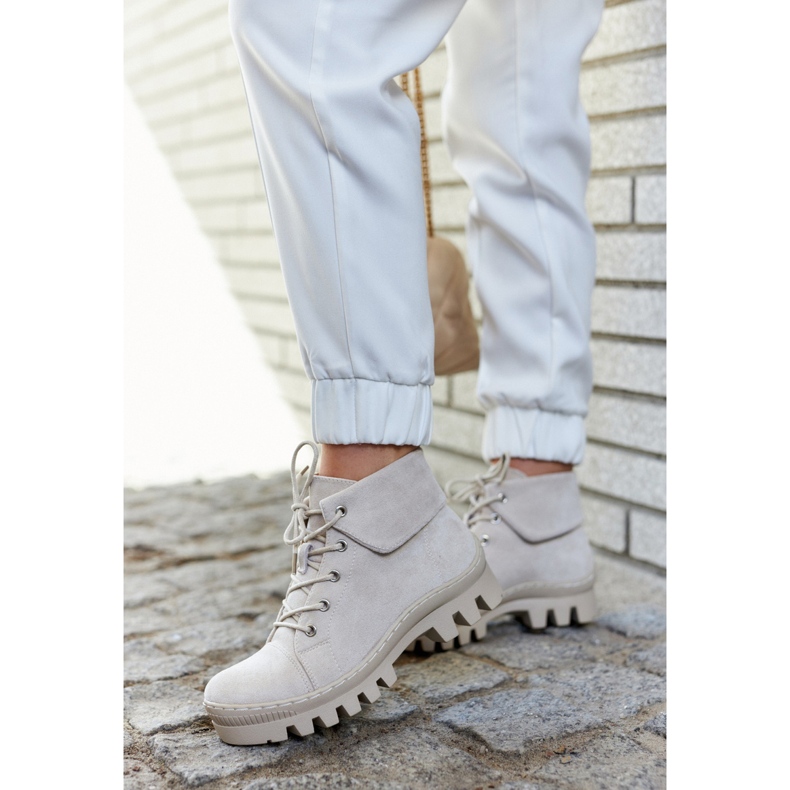 S.Barski Cizme din piele intoarsa Tied Dalles gri deschis 1