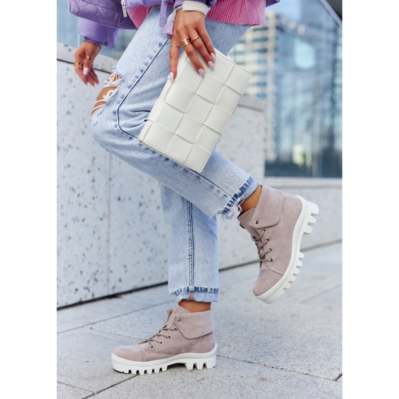 S.Barski Cizme din piele intoarsa Tied Dalles violet deschis 1