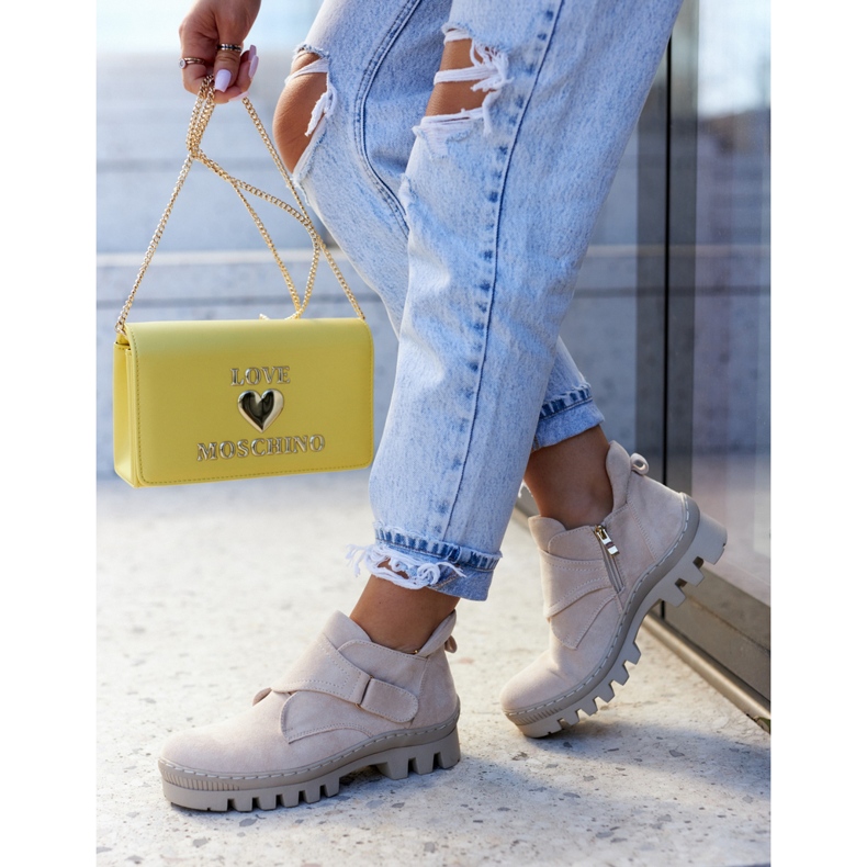 S.Barski Cizme Remgate De piele intoarsa Cu Fermoar Bej Deschis 1