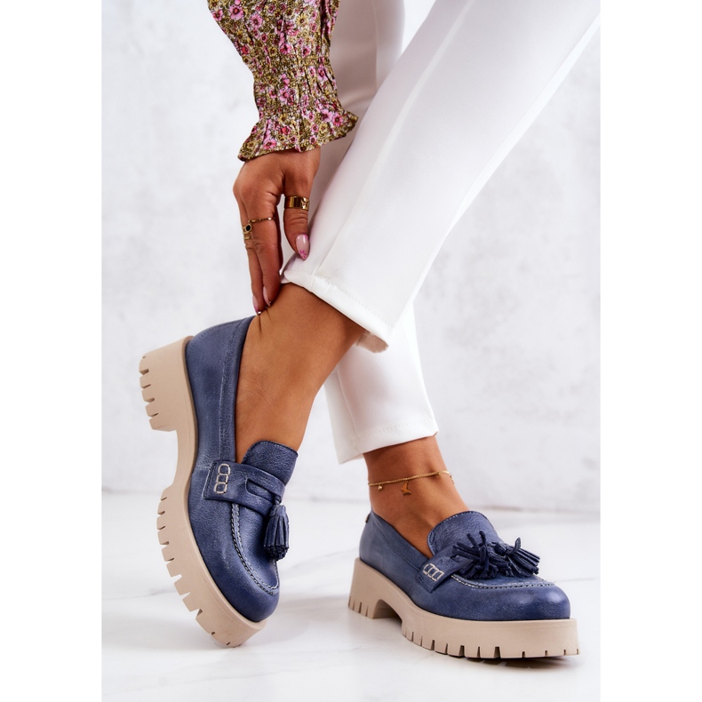 Pantofi dama piele Franjuri Maciejka 05497-17 Albastru 2