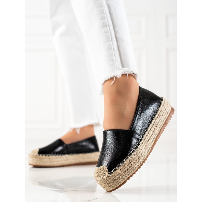 Clowse Espadrile negre strălucitoare negru 2 Clowse Espadrile negre strălucitoare negru 2