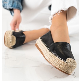 Clowse Espadrile negre strălucitoare negru 1 Clowse Espadrile negre strălucitoare negru 1