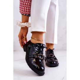 S.Barski Pantofi lacuiti legati cu ornament Black Larosa negru 1