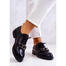 S.Barski Pantofi de piele legati cu ornament larosa neagra negru 2