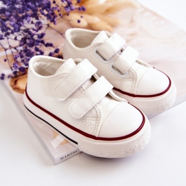 Adidași De Piele Copii Tenisi Cu Velcro Alb Foster 2 Adidași De Piele Copii Tenisi Cu Velcro Alb Foster 2