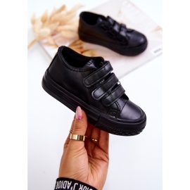 Pantofi Copii Din Piele Pantofi Cu Velcro Negru Foster 1