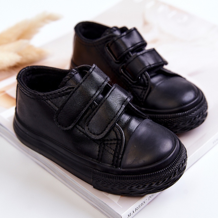 Pantofi Copii Din Piele Pantofi Cu Velcro Negru Foster 2