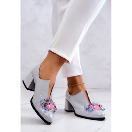 PA2 Pantofi netezi din piele lăcuită cu decor gri Delaver 2