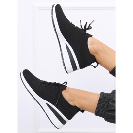 Pantofi cu pană cu șosete Binita Black negru 1