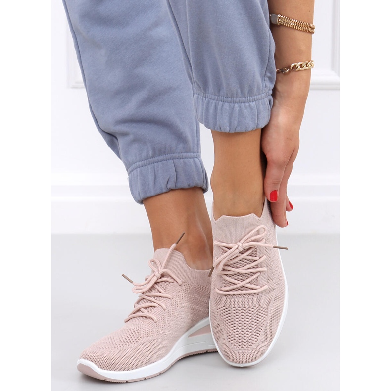 Pantofi cu pană ciorap Binita Pink roz 1 Pantofi cu pană ciorap Binita Pink roz 1