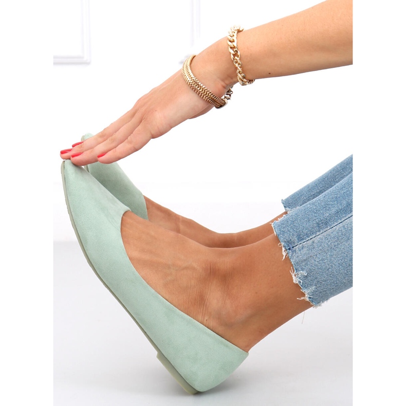 Balerini din piele intoarsa neteda Pari Green verde 1