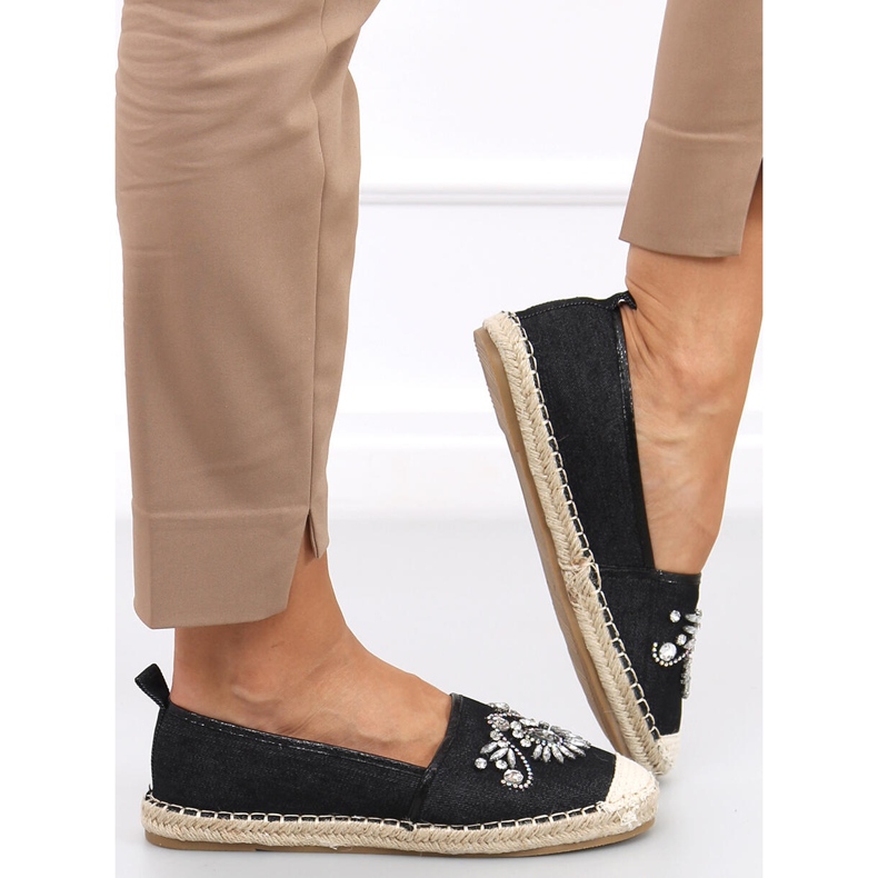 Espadrile cu pietre Birbal Black negru 1