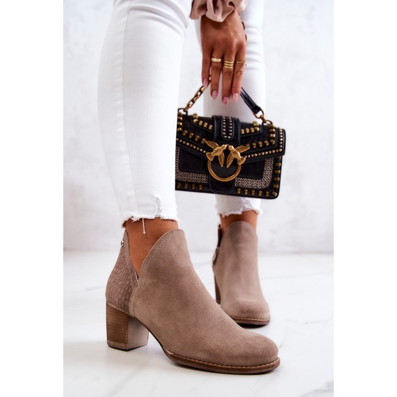 PL3 Cizme din piele de damă, cu toc, gri Larsa 2