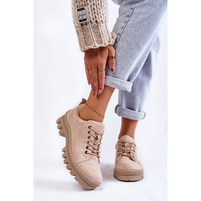 S.Barski Pantofi dama din piele intoarsa Bej Mayson 1