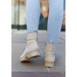 S.Barski Cizme din piele intoarsa Trappers cu cusaturi layden gri deschis bej 2