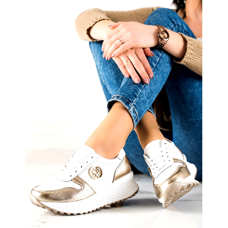 Pantofi sport dama legati Filippo DP3547 / 22 WH GO Alb de aur 3