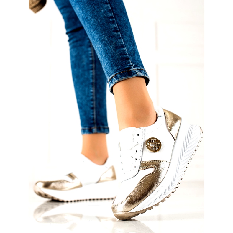 Pantofi sport dama legati Filippo DP3547 / 22 WH GO Alb de aur 1