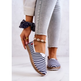Espadrile de damă Big Star Slip-on Belts FF276027 Bleumarin alb 1