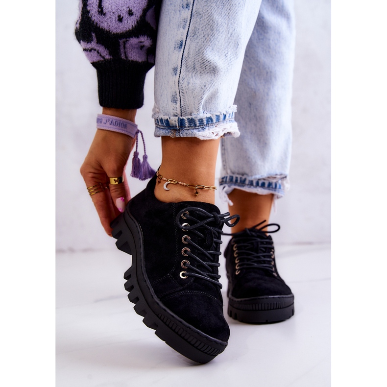 S.Barski Pantofi de dama din piele intoarsa Legat Black Mayson negru 1