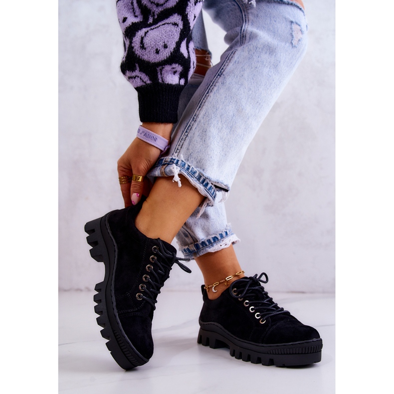 S.Barski Pantofi de dama din piele intoarsa Legat Black Mayson negru 2