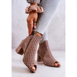 Cizme din piele ajurata Maciejka 05420-10 Bej închis 2