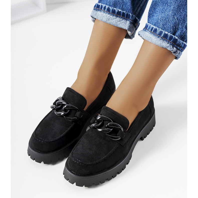 Pantofi negri pe o talpă Nelis groasă negru 1